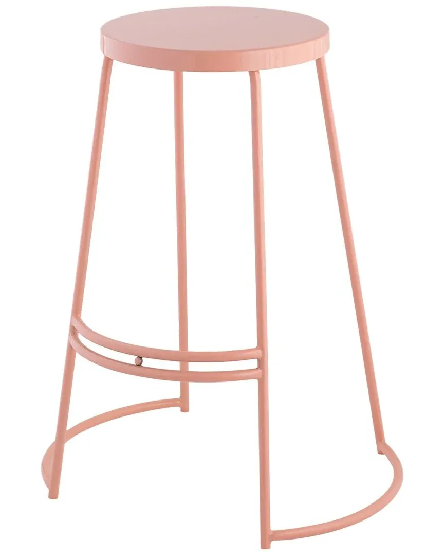 Hula Curved Backless Bar Stool - Pink, Metal