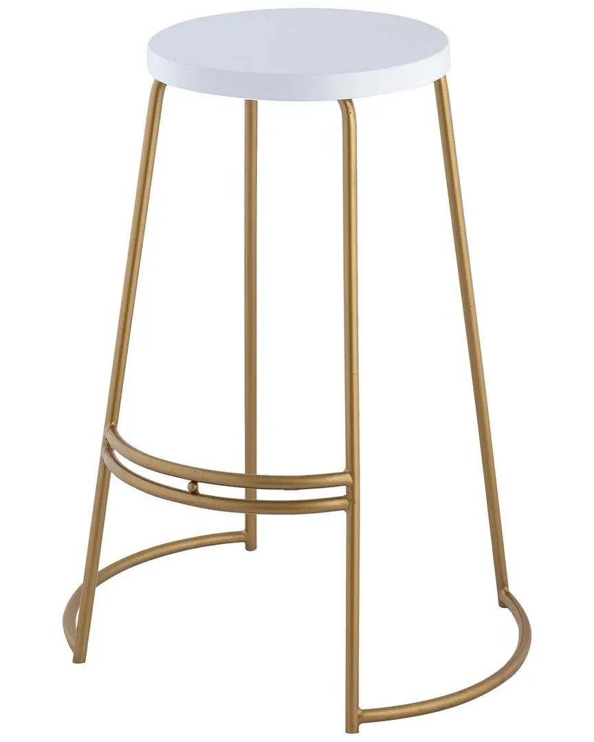 Hula Curved Backless Bar Stool - White, Metal