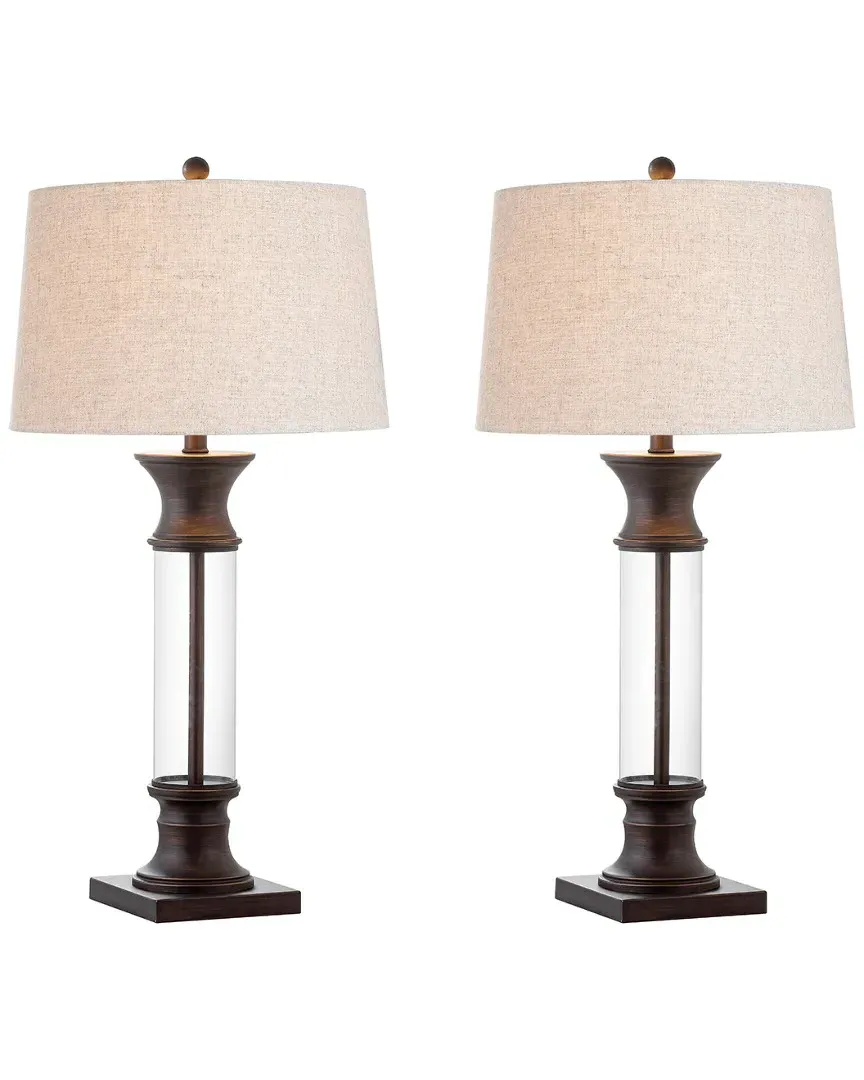 Hunter Set of 2 Table Lamps - Bronze, Metal & Glass