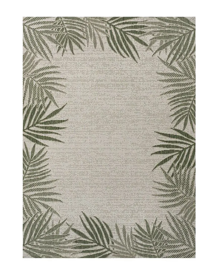 Isla Palm Frond Border Indoor/Outdoor Area Rug - Green image