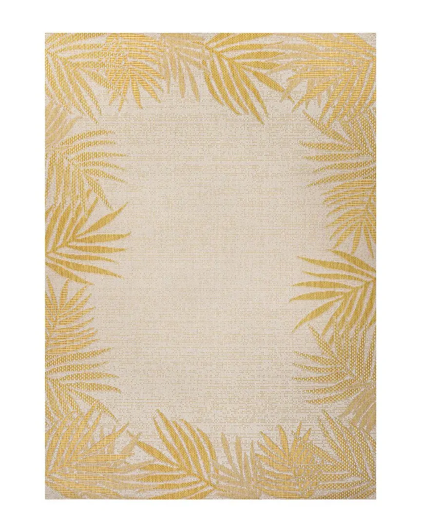 Isla Palm Frond Border Indoor/Outdoor Area Rug - Yellow