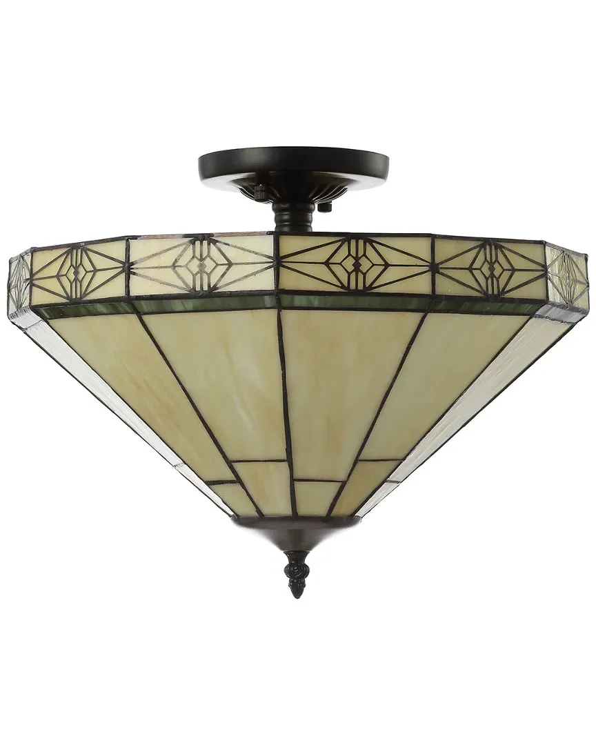 Jasmine 16in Tiffany-Style LED Semi-Flush Mount - Cream