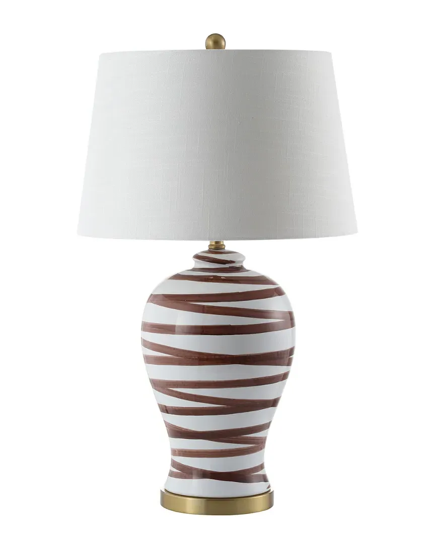 Joelie 29in Ceramic LED Table Lamp - Brown, White