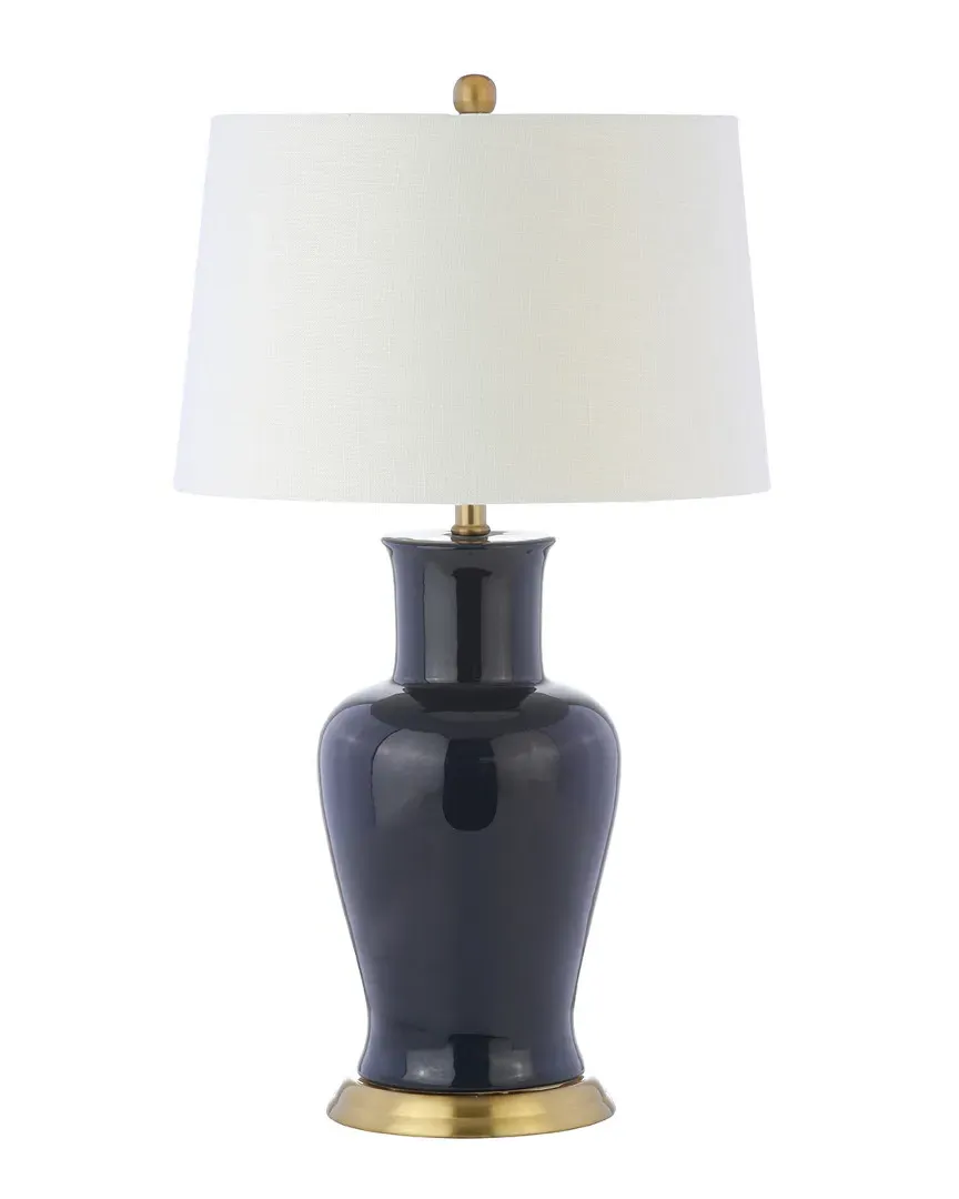 Julian 29in Ceramic LED Table Lamp - Navy, Brass image
