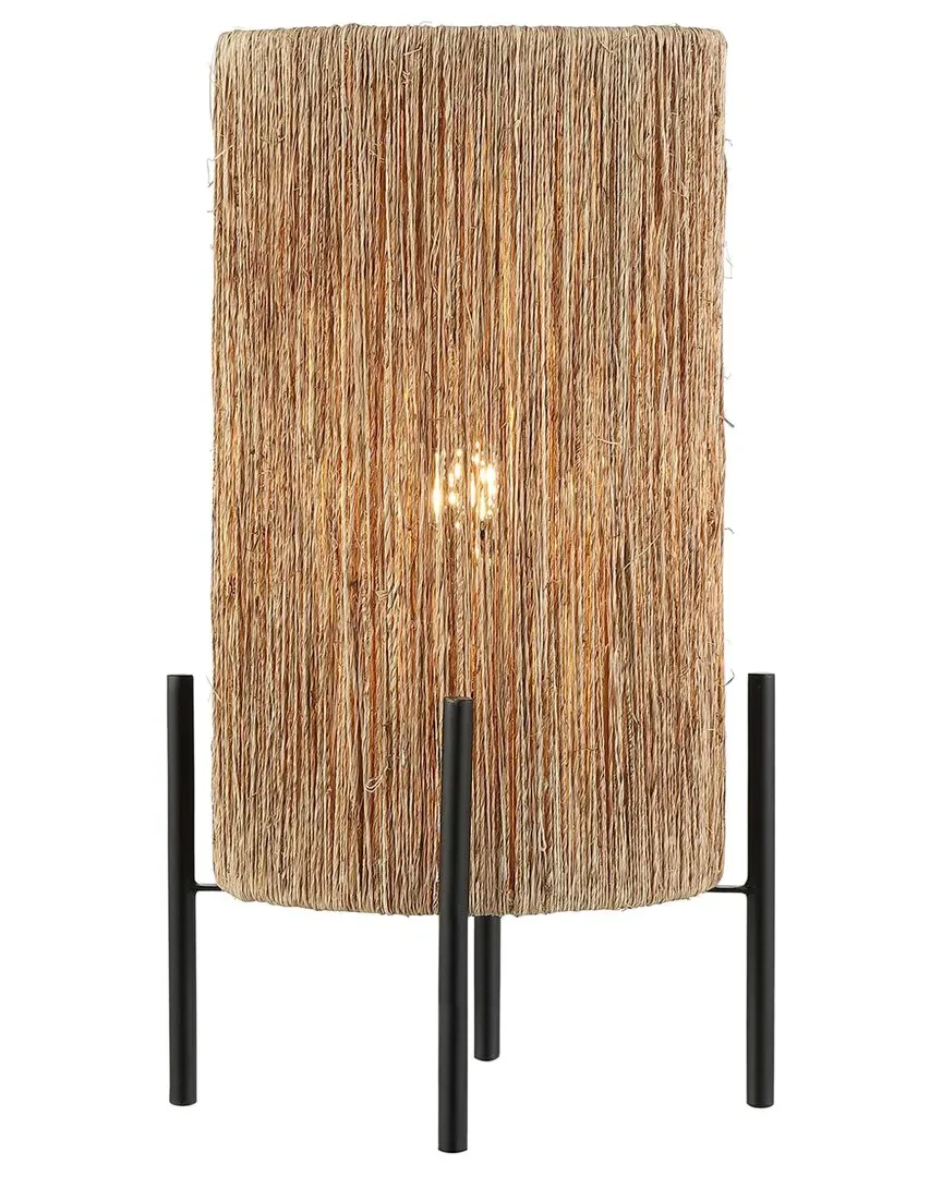 Kai 16in Rattan LED Table Lamp - Light Brown image