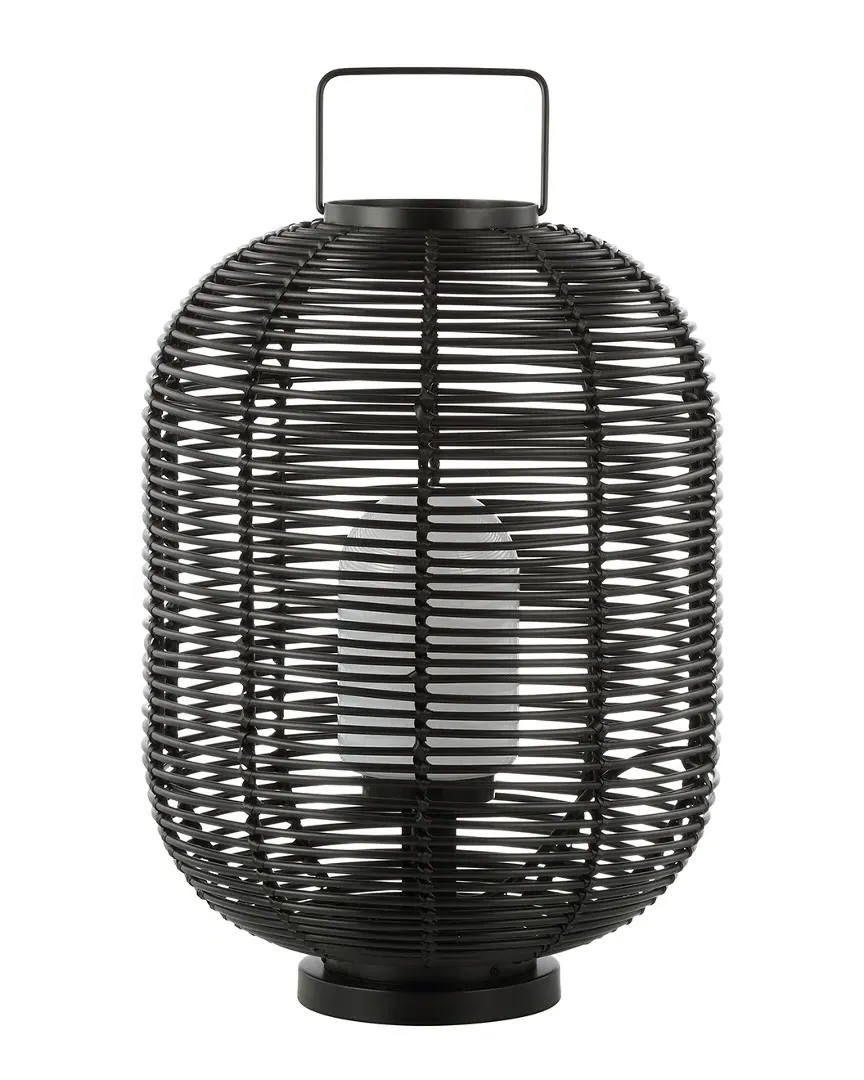 Kandella 26.7in Outdoor Woven Oval LED Lantern - Black image