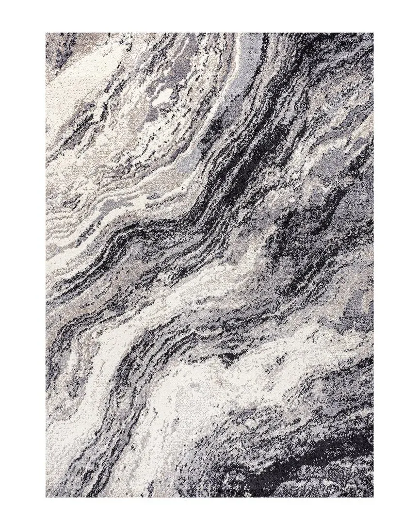 Kassia Abstract Marble Area Rug - Charcoal, Polypropylene