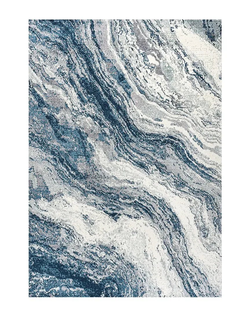 Kassia Abstract Marble Area Rug - Navy, Polypropylene