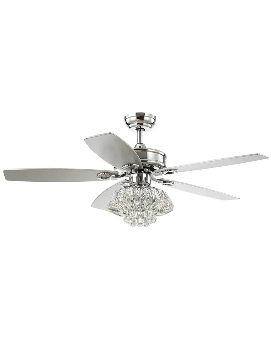 Kate 48in 3-Light Crystal Drum LED Ceiling Fan with Remote - Chrome image