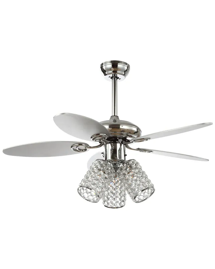 Kris 42in 3-Light Crystal LED Ceiling Fan with Remote - Chrome image