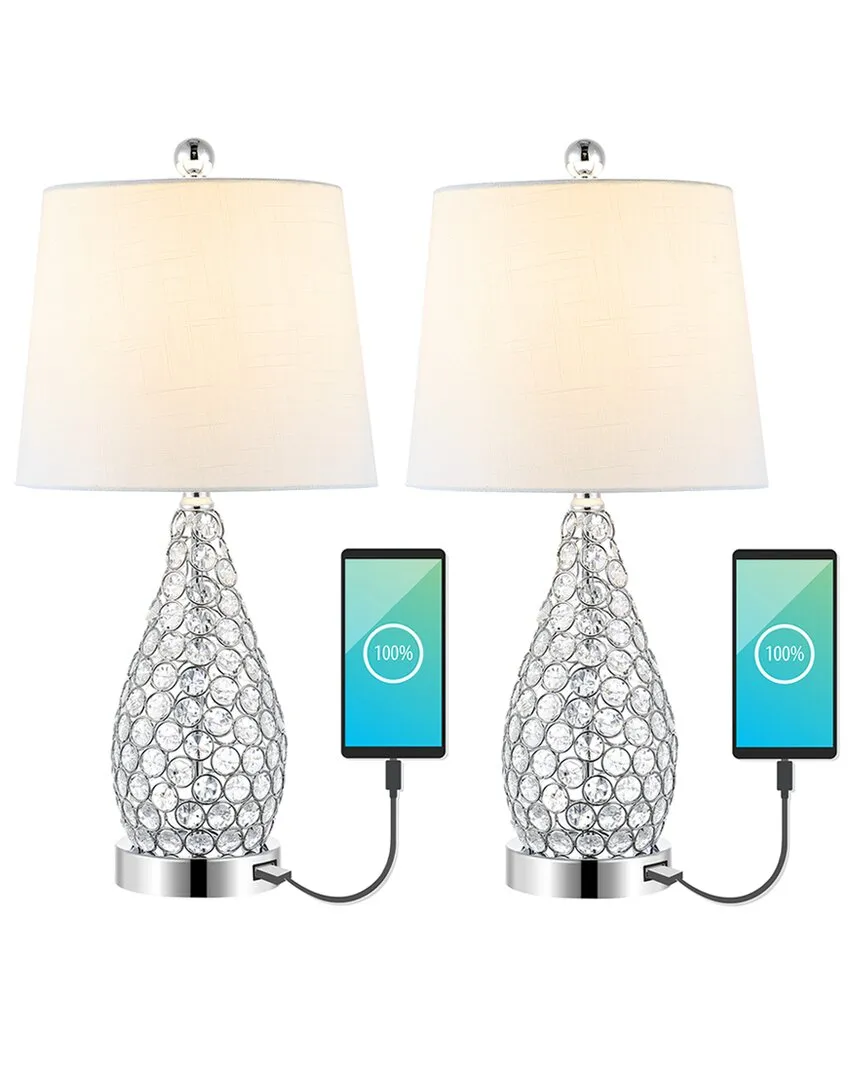 Lily 22In Iron LED Table Lamp with USB Charging Port Set of 2 image