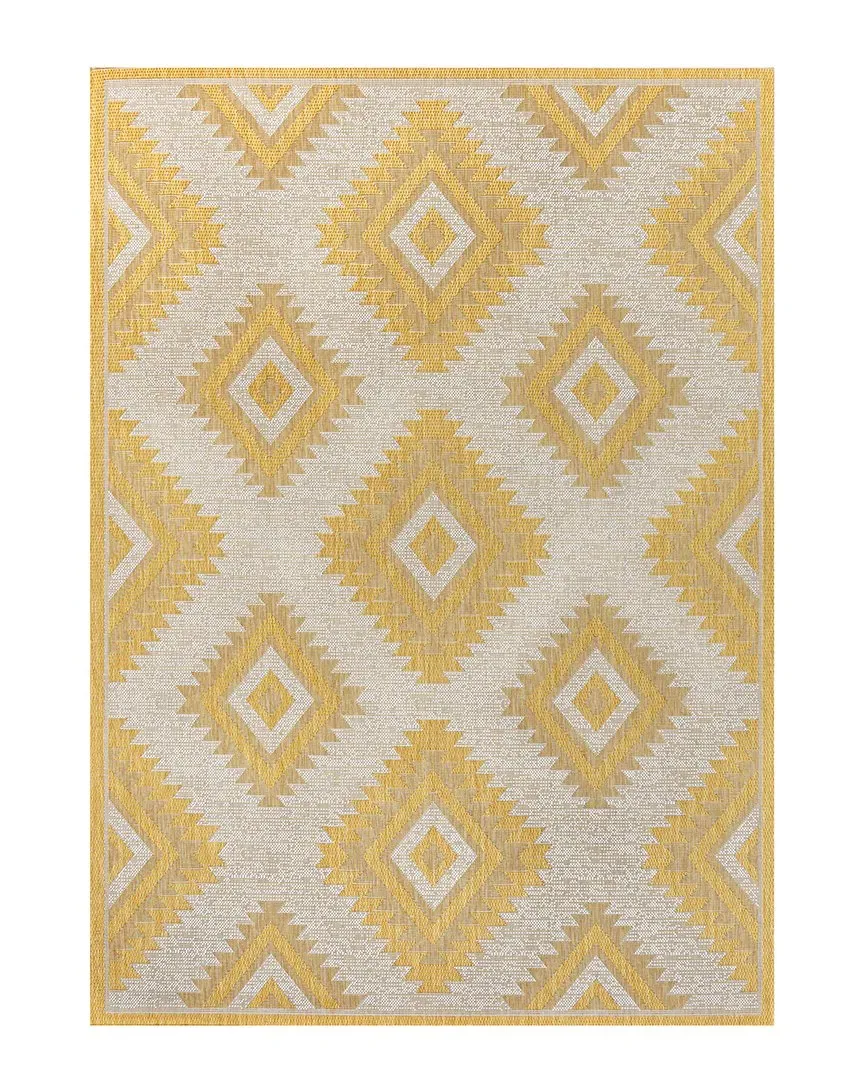 Lior Geometric Moroccan Diamond Indoor/Outdoor Area Rug - Yellow image