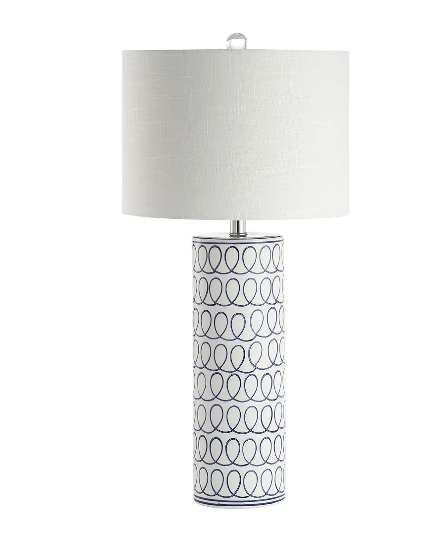 Loop 28.75in Ceramic Column LED Table Lamp - White, Blue image
