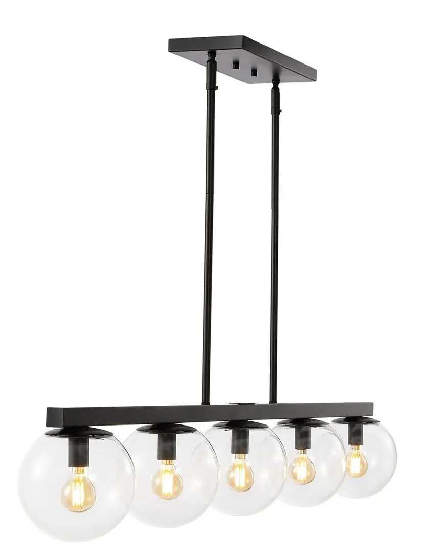Luca Parisian 5-Light Globe Linear LED Pendant - Black, Glass