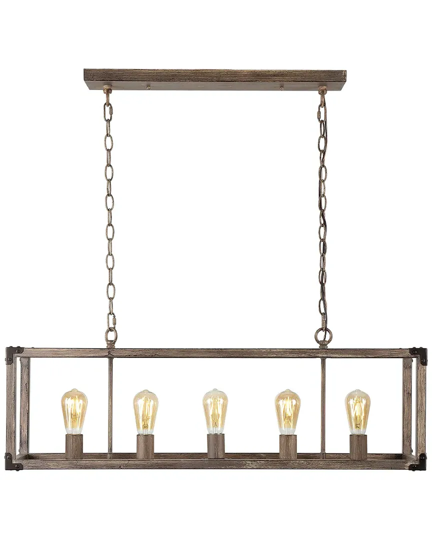Magnolia 5-Light Linear Adjustable LED Pendant - Brown, Iron