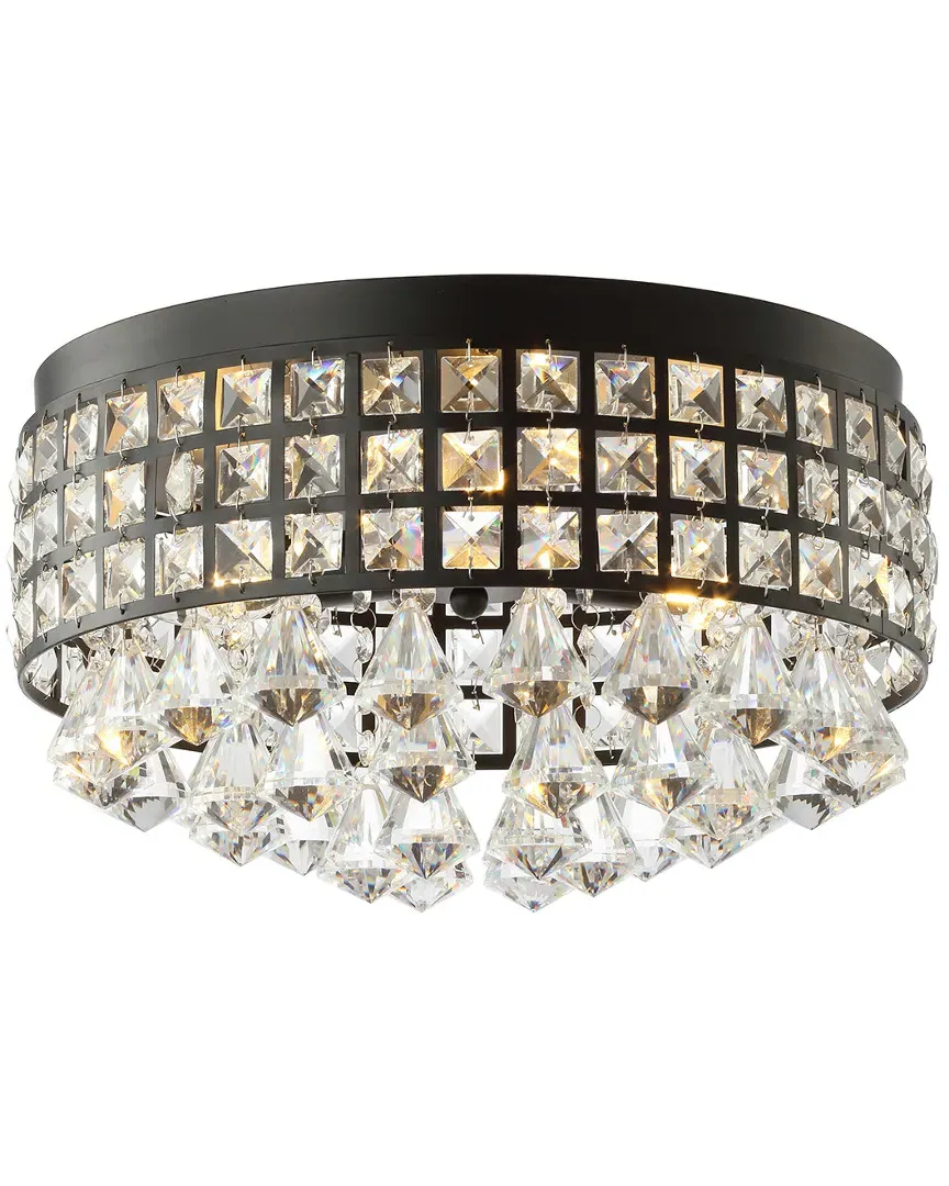 Meredith 3-Light Crystal Drops LED Flush Mount - Black image