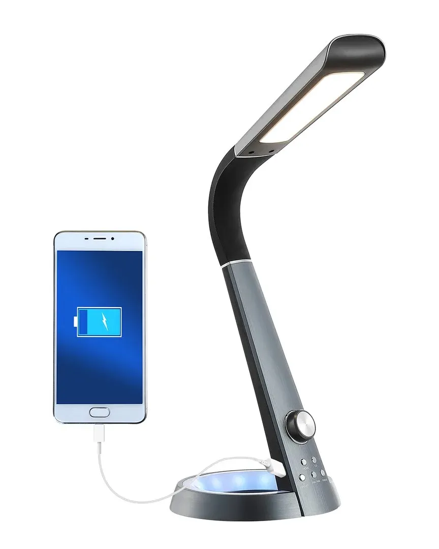 Milton Adjustable Dimmable USB Charging LED Desk Lamp - Black