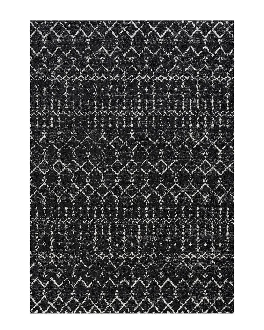 Moroccan Hype Diamond Area Rug - Black, Polypropylene