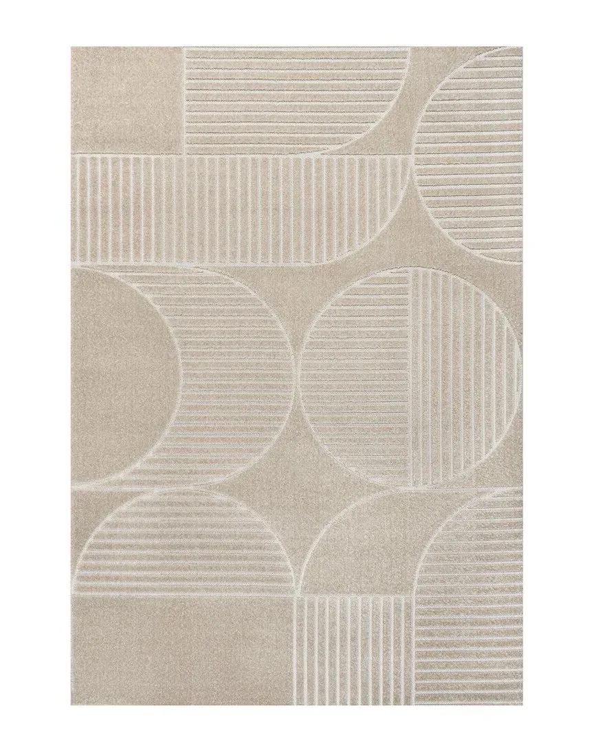 Nordby Geometric Arch Striped Indoor/Outdoor Area Rug - Beige image
