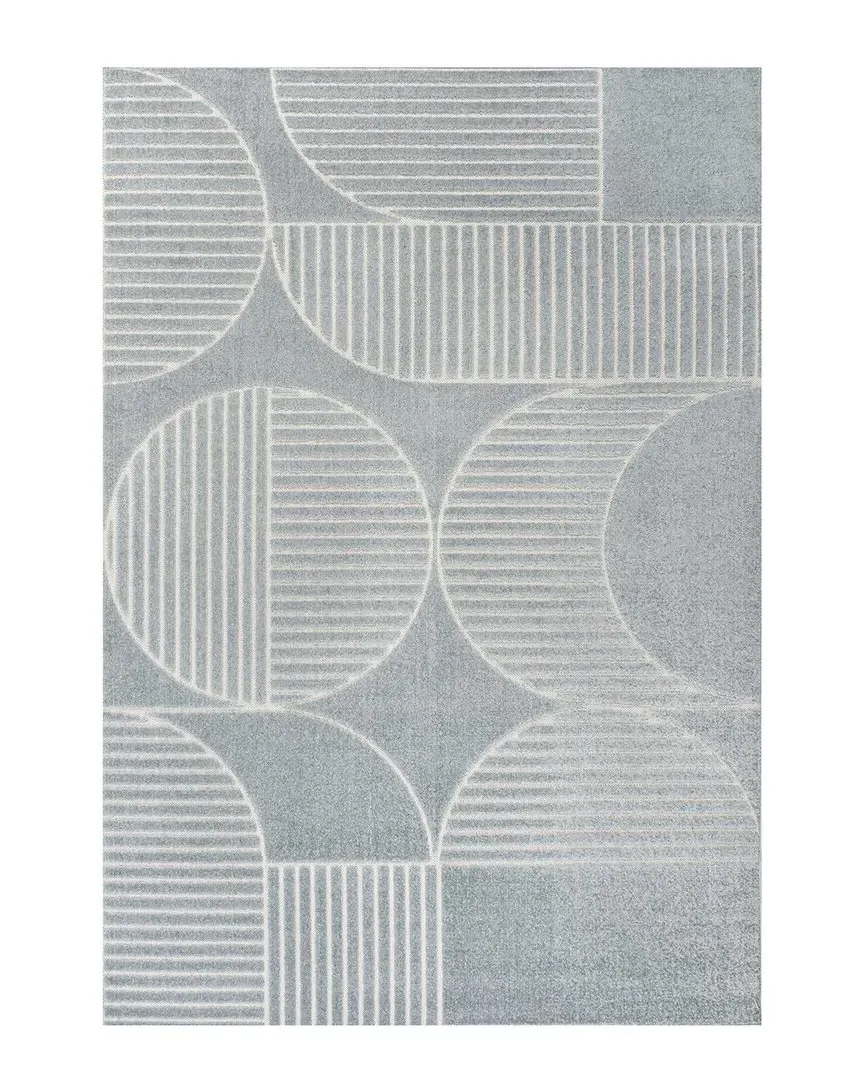 Nordby Geometric Arch Striped Indoor/Outdoor Area Rug - Blue