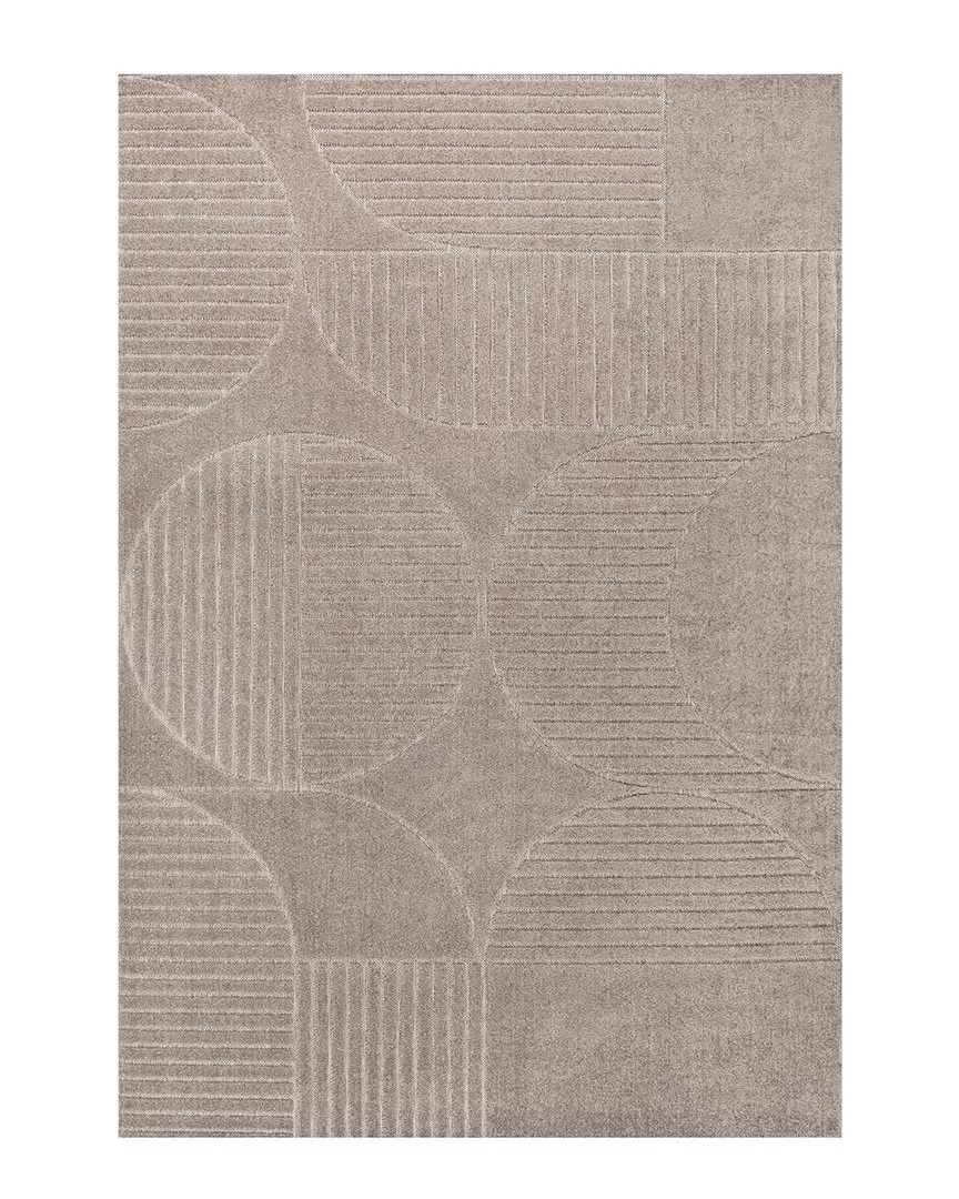 Nordby Geometric Arch Striped Indoor/Outdoor Area Rug - Taupe