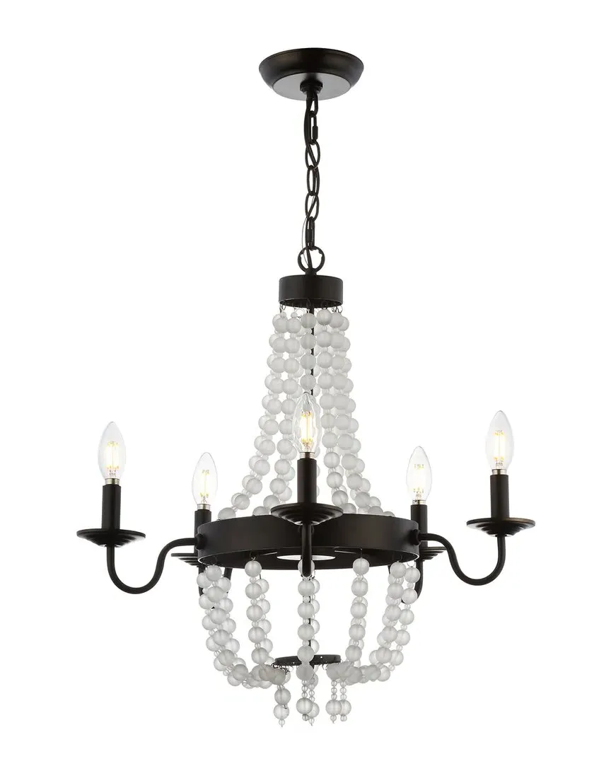 Nova 5-Light Acrylic Beaded Chandelier - Bronze, Metal