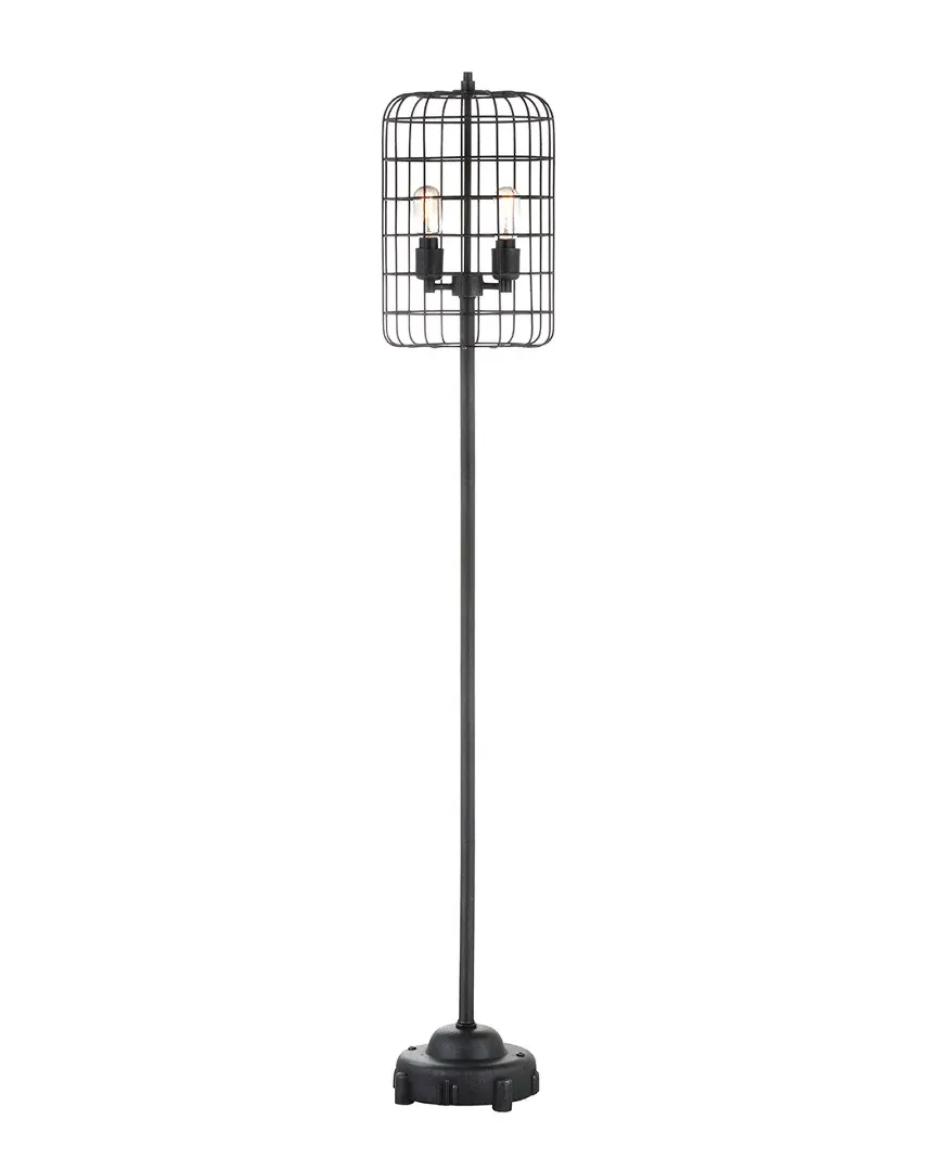 Odette Industrial Floor Lamp - Black Silver, Metal
