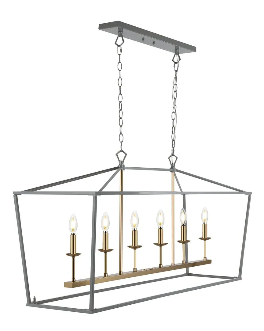 Pagoda 49in Linear 6-Bulb LED Pendant - Gray image