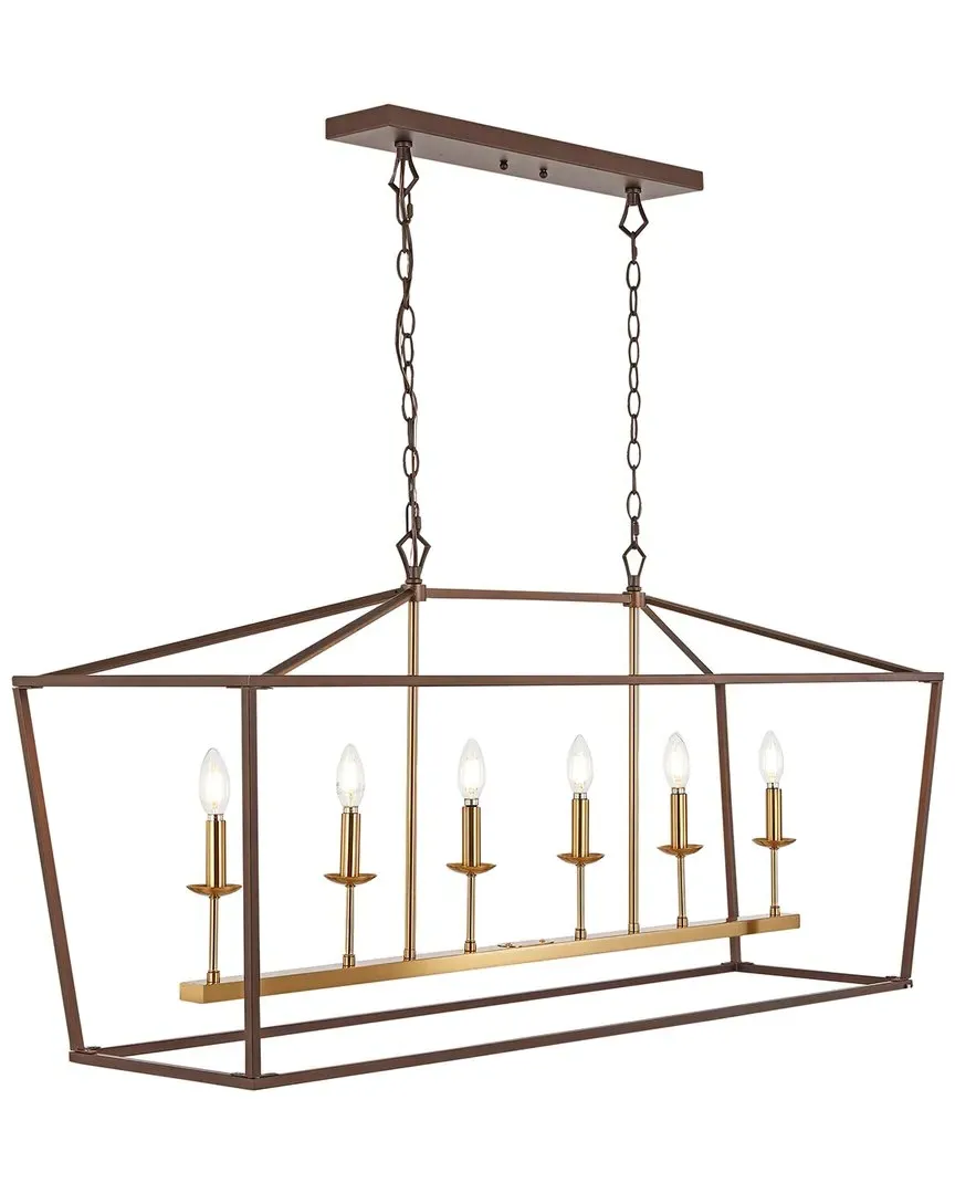 Pagoda 49in Linear 6-Bulb LED Pendant - Oil Rubbed Bronze