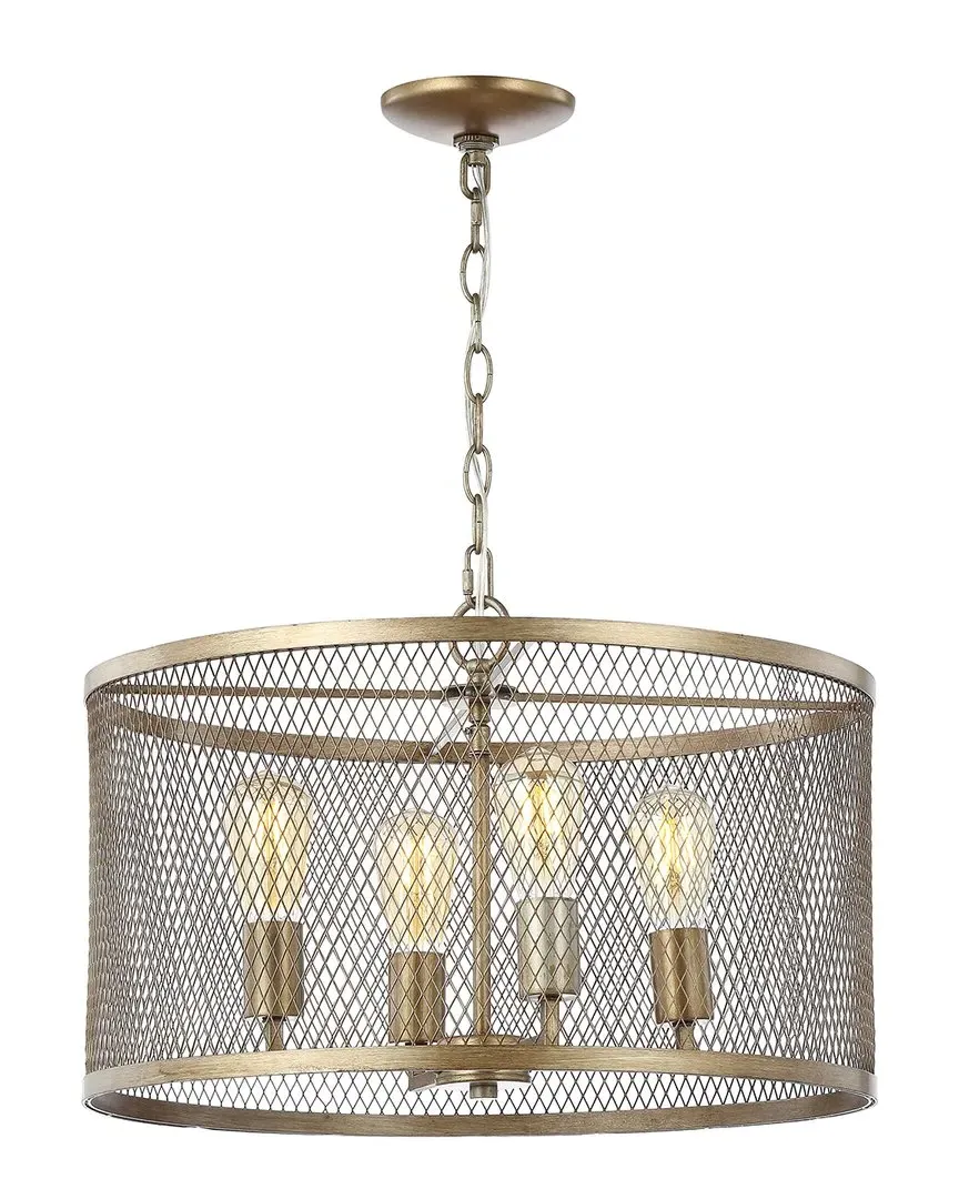 Pen 4-Light Drum Chandelier - Antique Gold, Metal