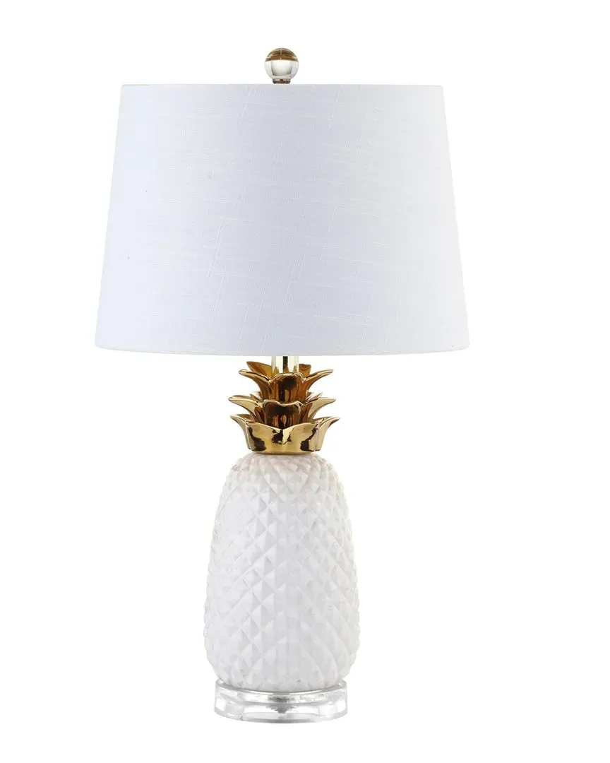 Pineapple 23in Ceramic Table Lamp - White, Gold