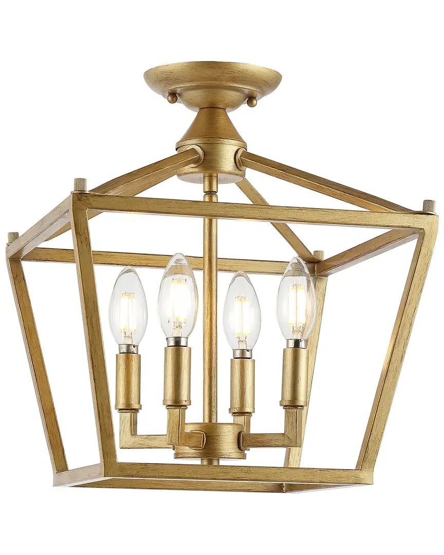 Plains Mini Lantern 4 Light Flush Mount - Brass, Iron