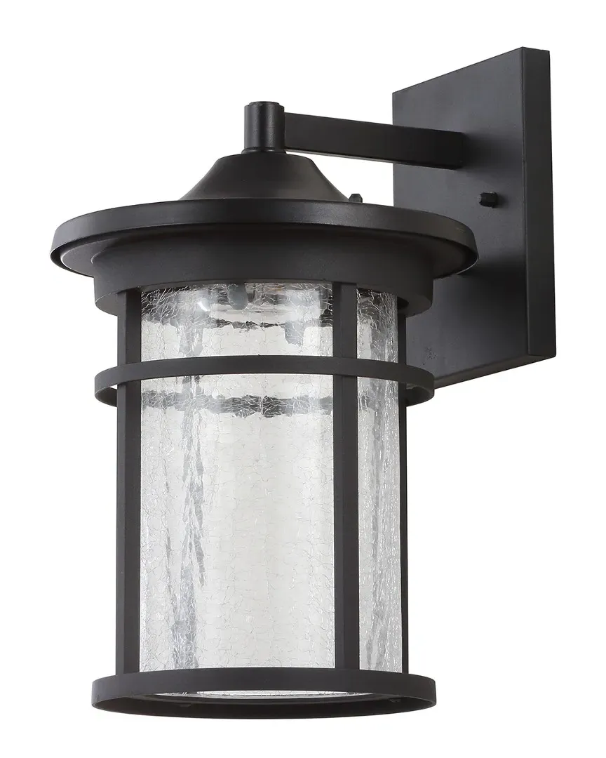 Porto 14in Outdoor Wall Lantern - Black, Crackled Glass