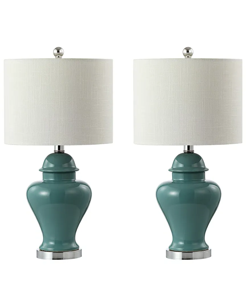 Qin Ginger Jar Table Lamp with LED - Green, Ceramic image