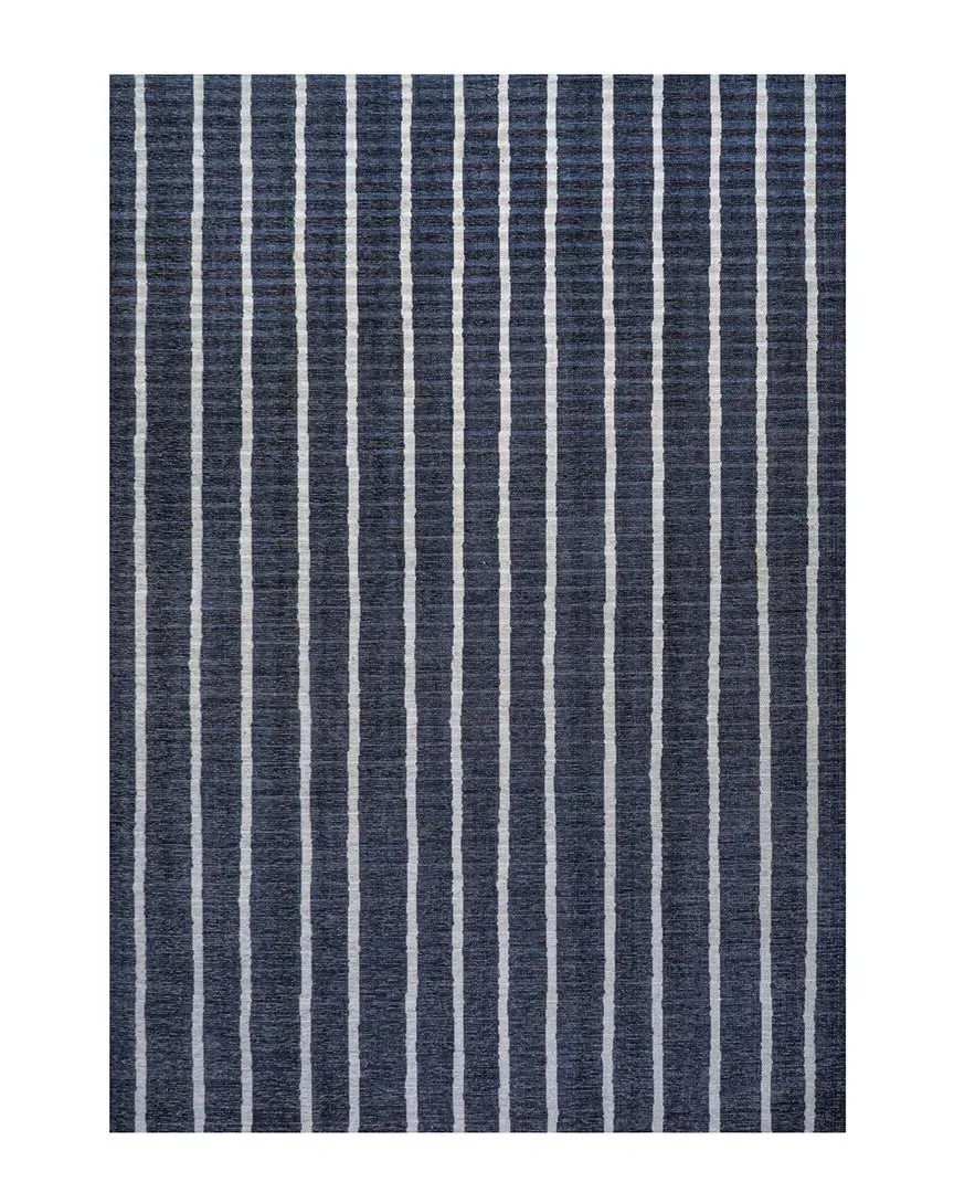 Rand Distressed Ticking Stripe Machine-Washable Rug - Navy