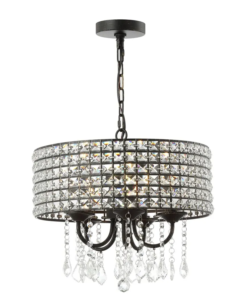 Reese 17in Drop Pendant Light - Black Gold, Metal Crystal image