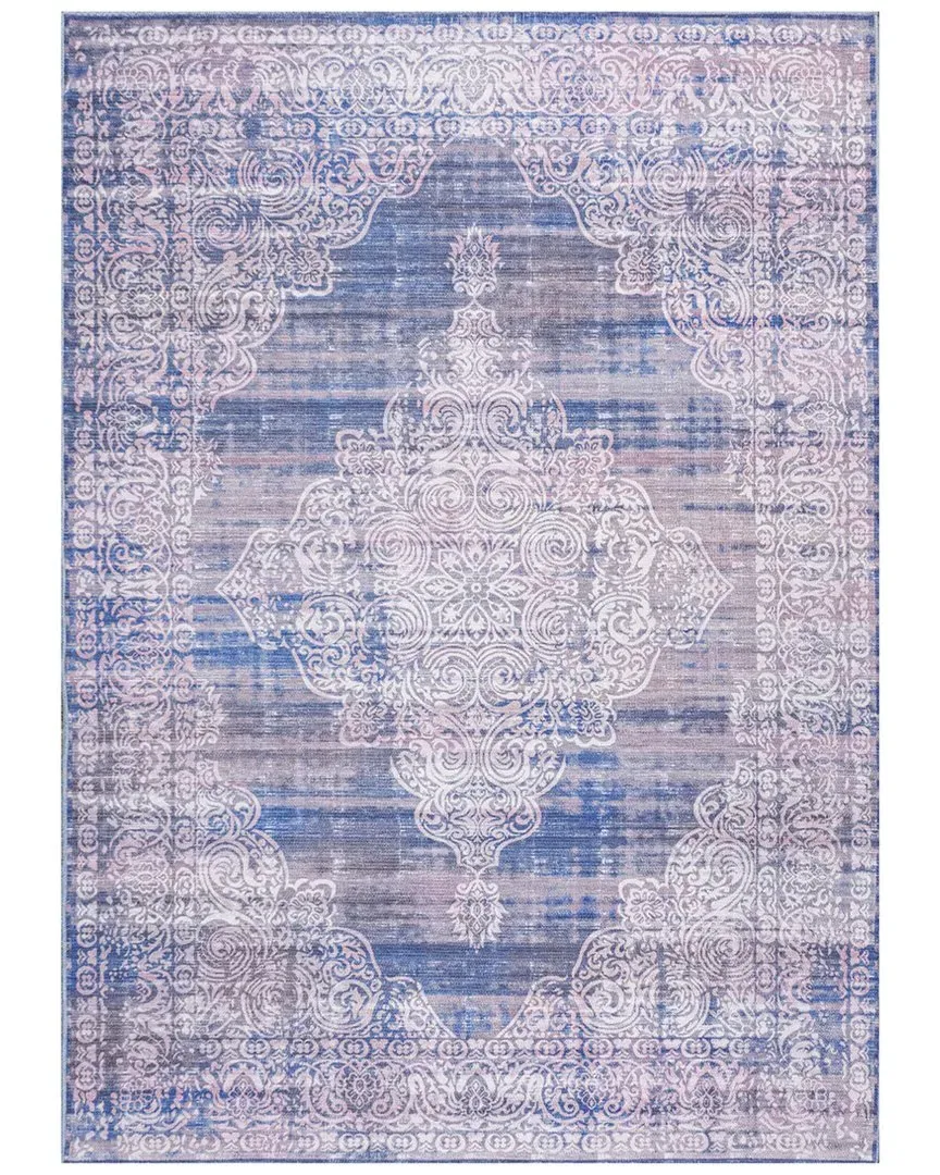 Regis Medallion Machine Washable Rug - Blue