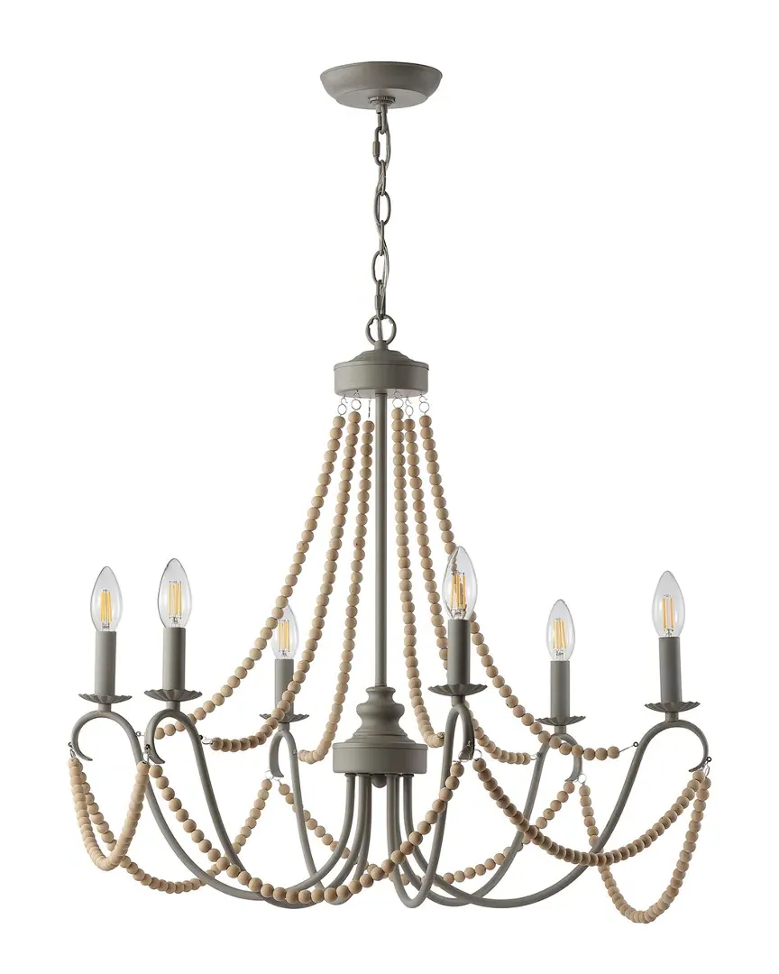 Rustica 6-Light 27in Adjustable Chandelier - Greige, Metal