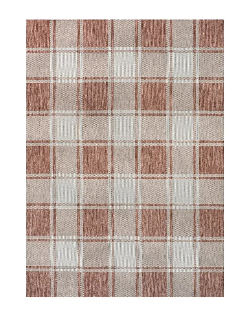 Sabine Gingham Indoor/Outdoor Area Rug - Salmon, Polypropylene image