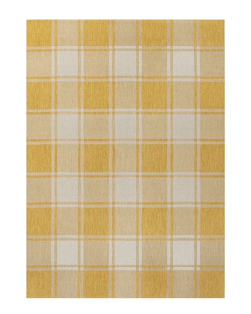 Sabine Gingham Indoor/Outdoor Area Rug - Yellow, Polypropylene