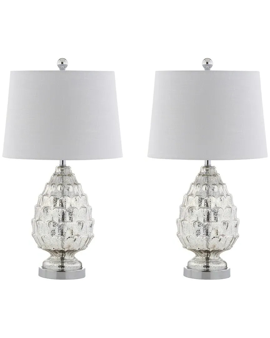 Set of 2 Artichoke 25.5in Glass LED Table Lamps - Silver image