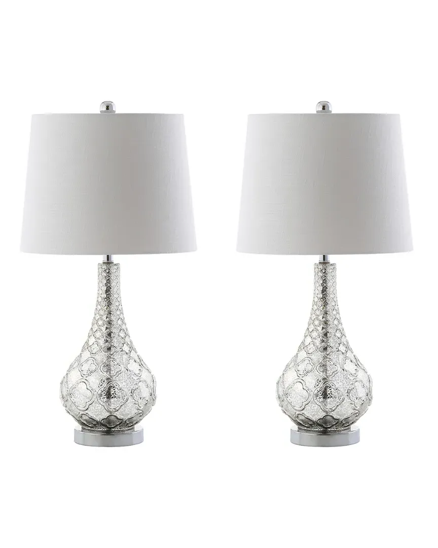 Set of 2 Darren 25.5in Glass LED Table Lamps - Silver