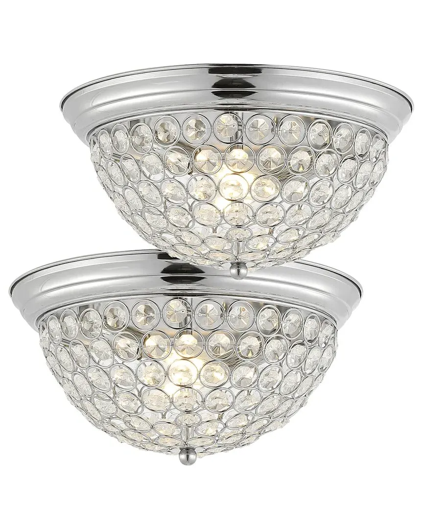 Set of 2 Malia 12in Iron LED Flush Mount - Chrome image