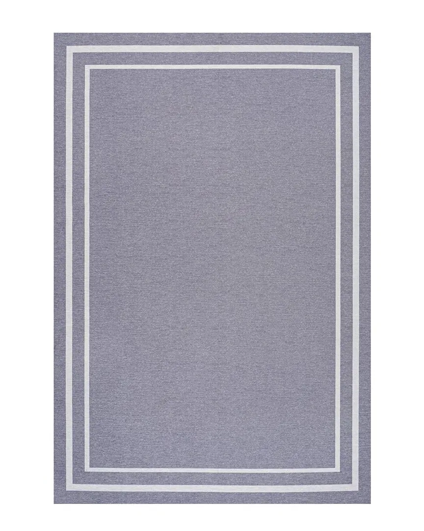 Sloane 2-Stripe Border Washable Area Rug - Gray, Chenille image