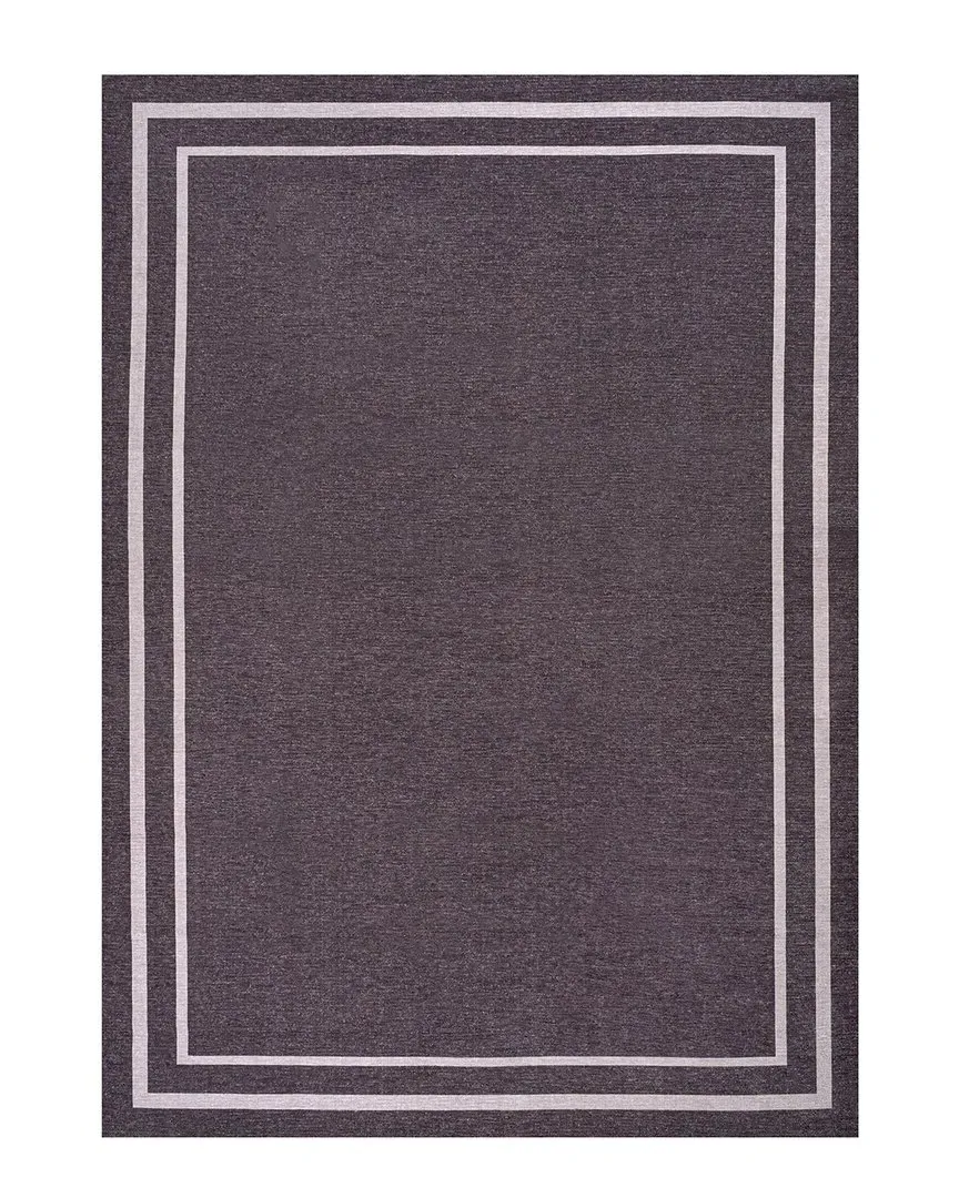 Sloane 2-Stripe Border Washable Area Rug - Purple, Chenille