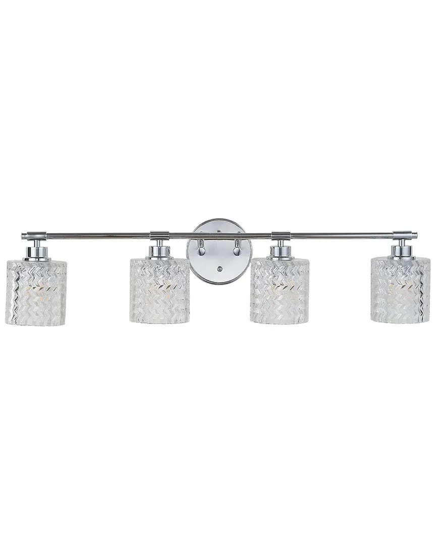 Spaulding 4 Light Vanity Light with Chevron Pattern - Chrome, Iron