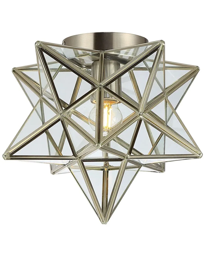 Stella 12 Moravian Star Flush Mount - Nickel, Metal Glass image