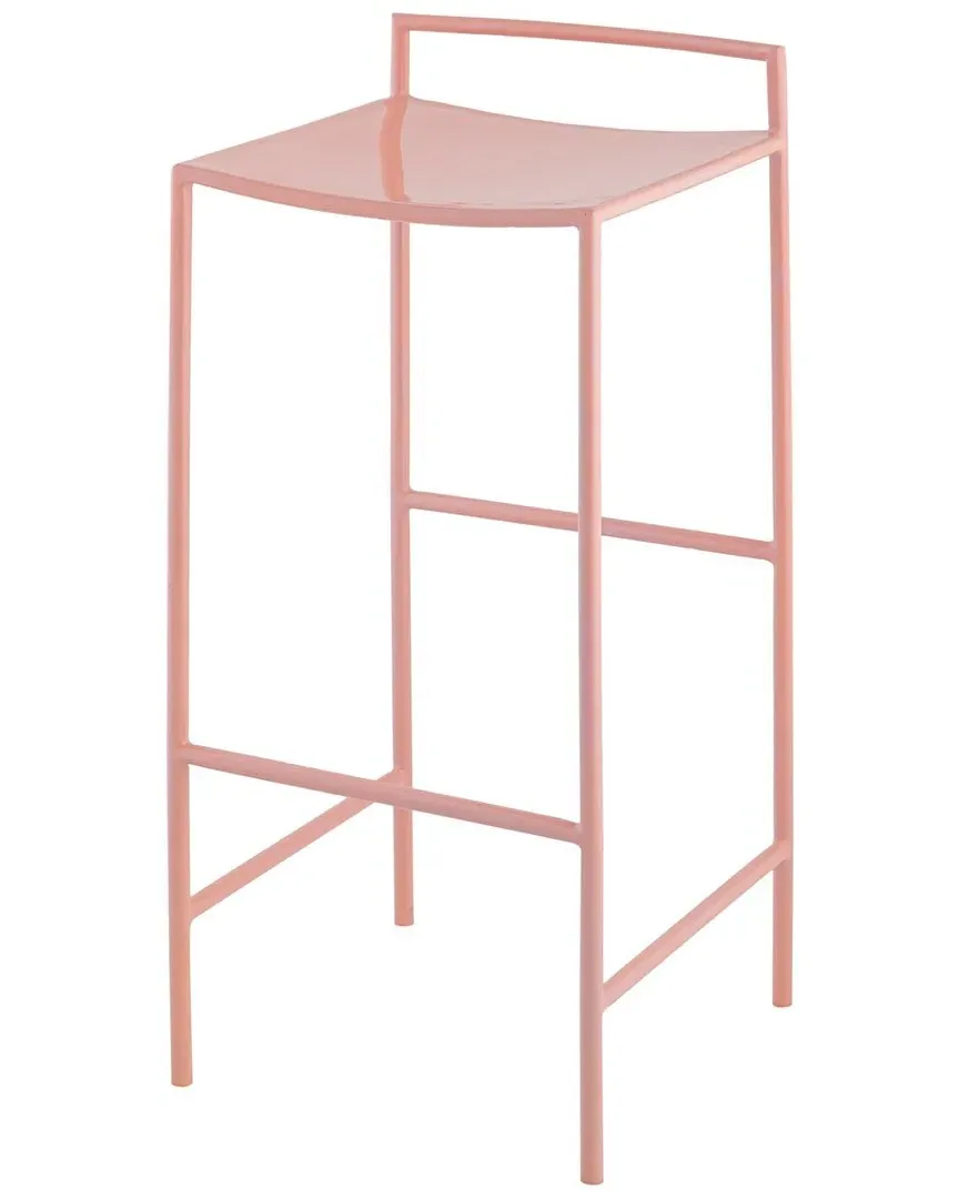 Svelte Saddle-Seat Bar Stool with Foot Rest - Pink, Metal