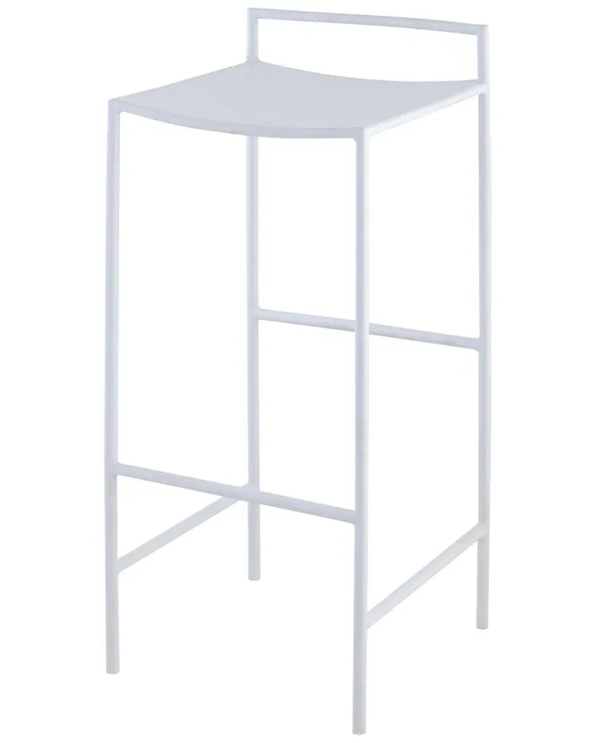 Svelte Saddle-Seat Bar Stool with Foot Rest - White, Metal