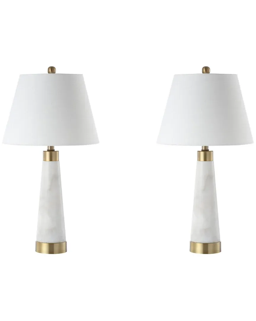 Travis Column Table Lamp - White, Marble